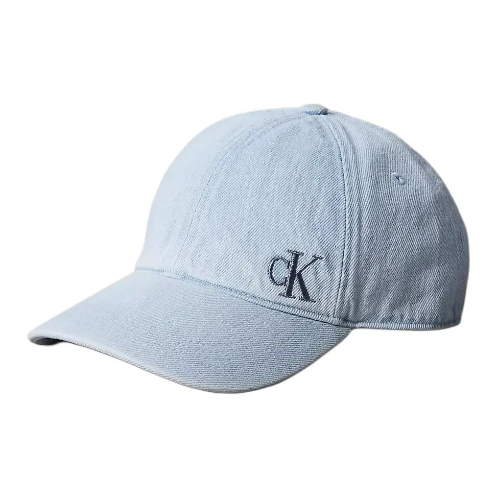 CALVIN KLEIN Cotton Baseball Caps Unisex Light Washed Denim