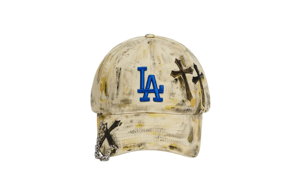 MLB Cotton Baseball Caps Unisex Khaki Blue Logo