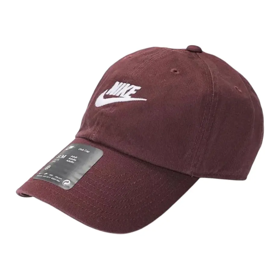 Nike Cotton Baseball Caps Unisex Bright Burgundy Red/White