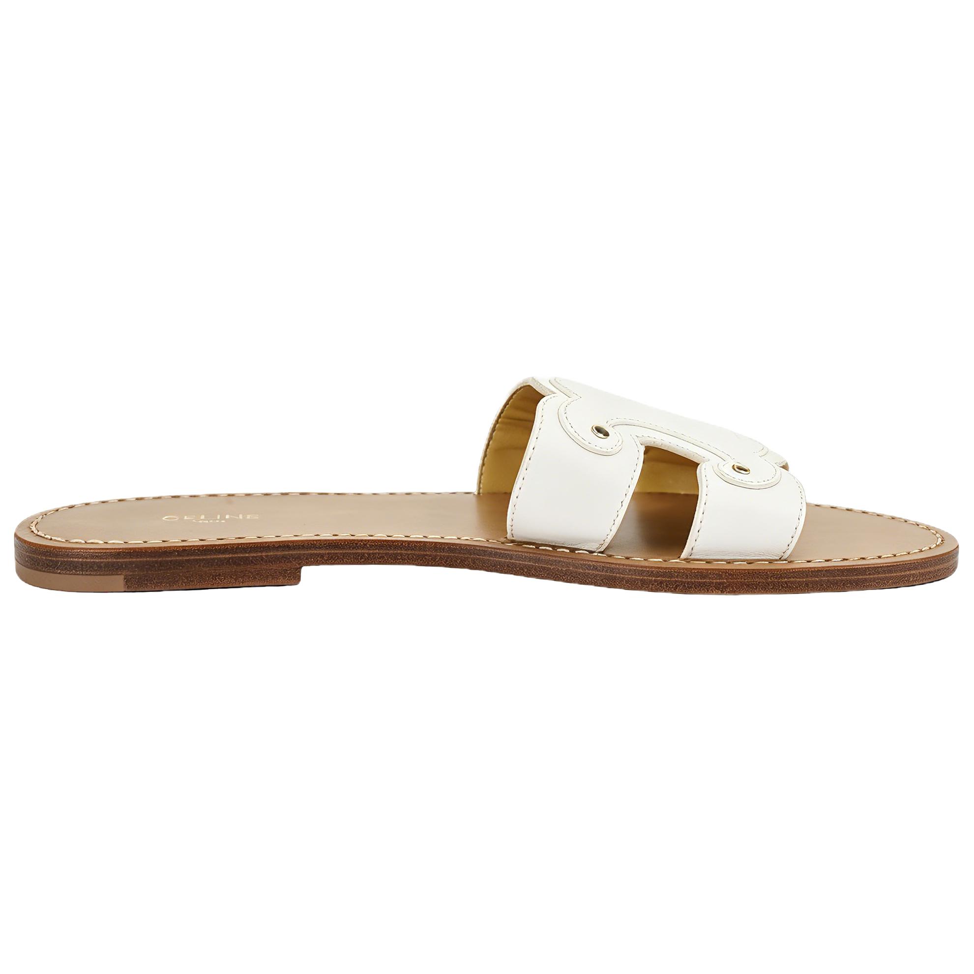 CELINE Triomphe Stylish Sandal Women's White