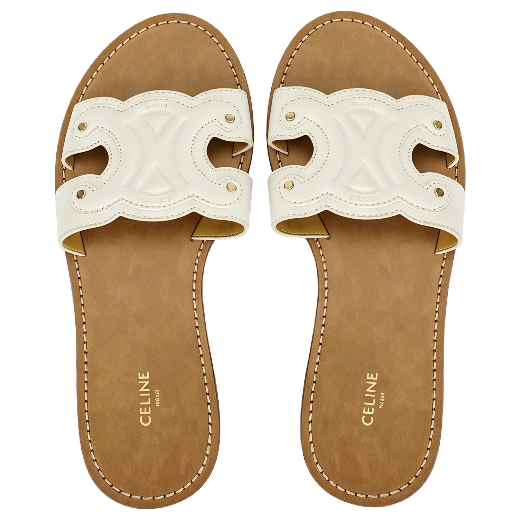 CELINE Triomphe Stylish Sandal Women's White