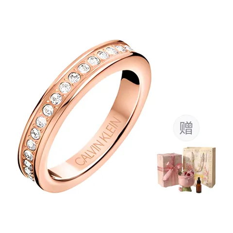 CALVIN KLEIN Titanium Steel Artificial Crystal Instagram Style, Niche, Trendy, Fashion, Versatile Ring Unisex Rose Gold