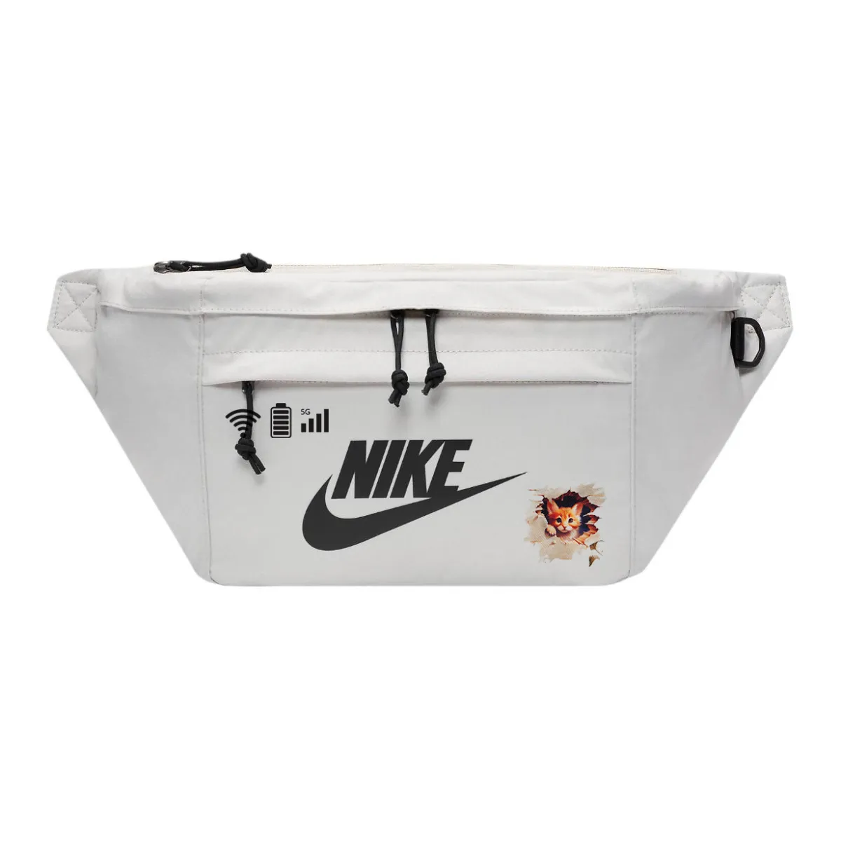 Nike Fabric Fanny Pack, Crossbody Bag Unisex Light Bone