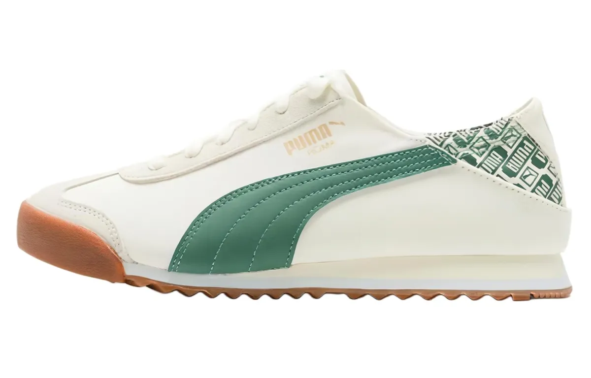 PUMA Roma Abrasion Resistant Breathable Moisture Wicking Low top Casual Running Shoes Unisex White Green