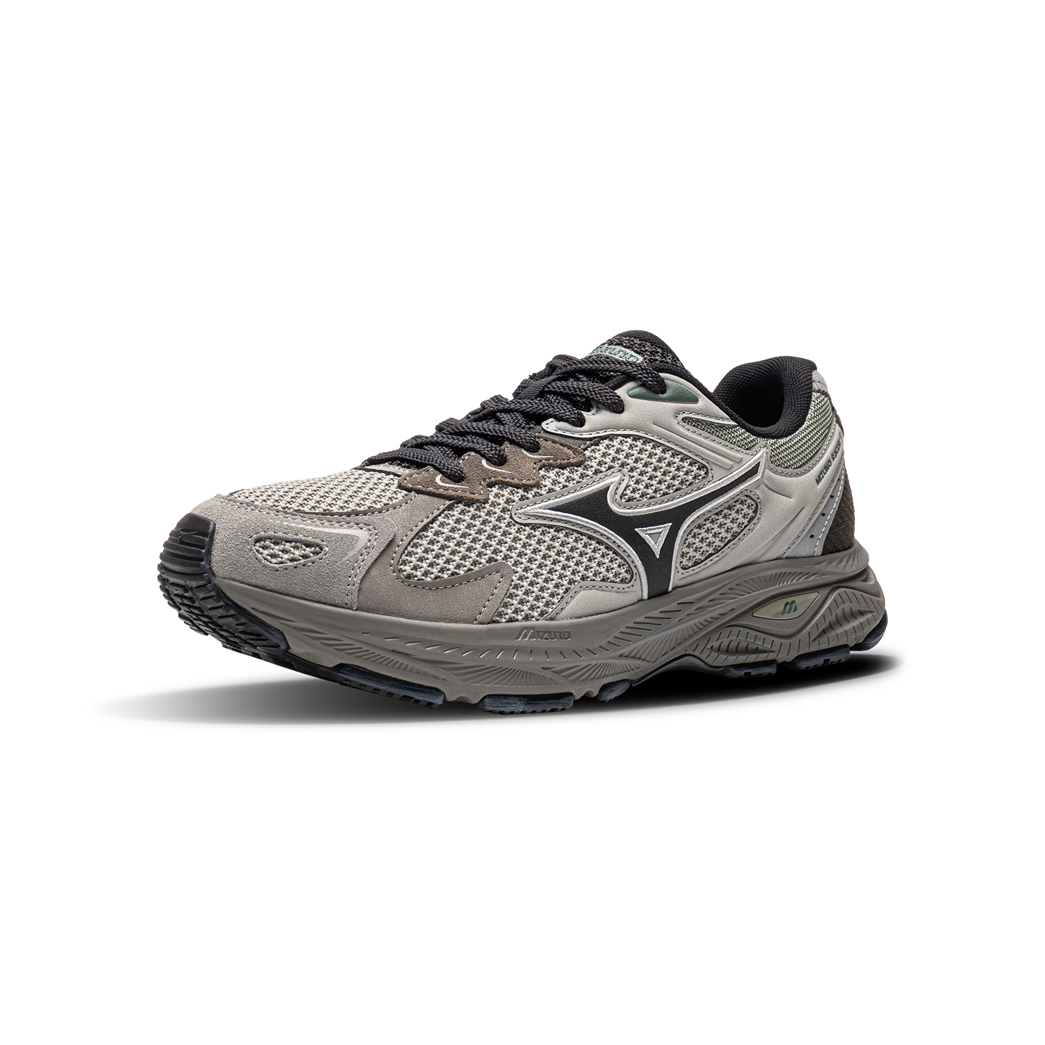 Кроссовки Mizuno Racer S (коричневый) — 泥石灰/岩石灰/暗铁灰 — фото 2