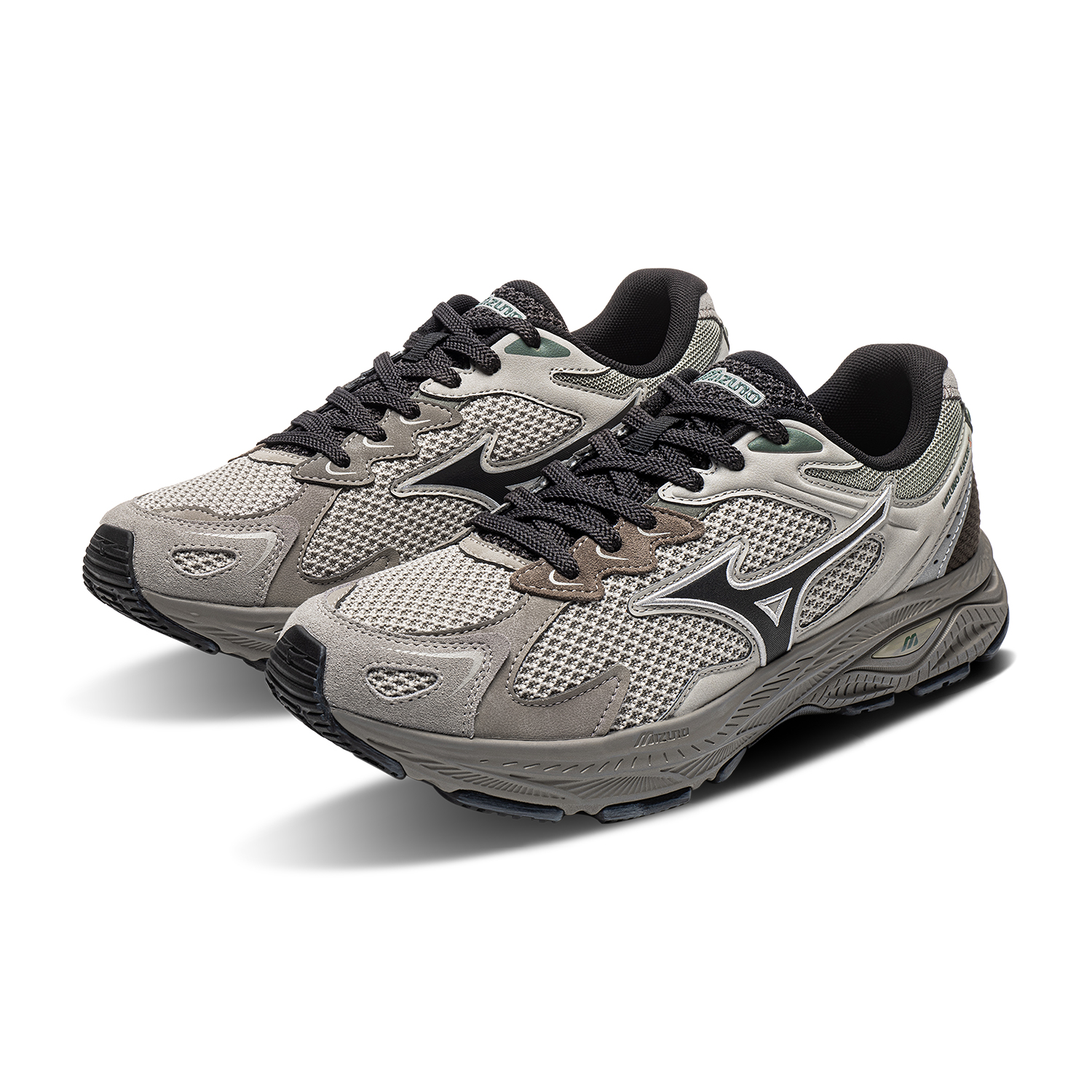 Кроссовки Mizuno Racer S (коричневый) — 泥石灰/岩石灰/暗铁灰 — фото 4