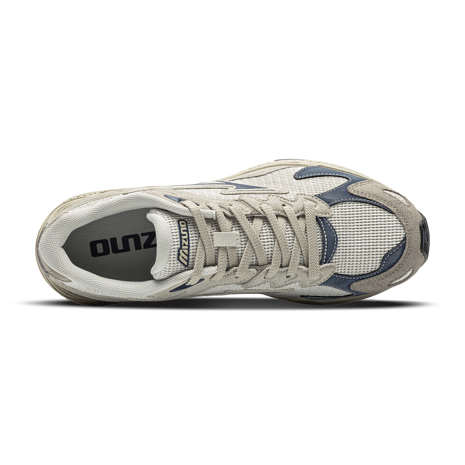 Кроссовки Mizuno Racer S (серо-синие) — 白玛瑙/深灰/贵族蓝 — фото 3