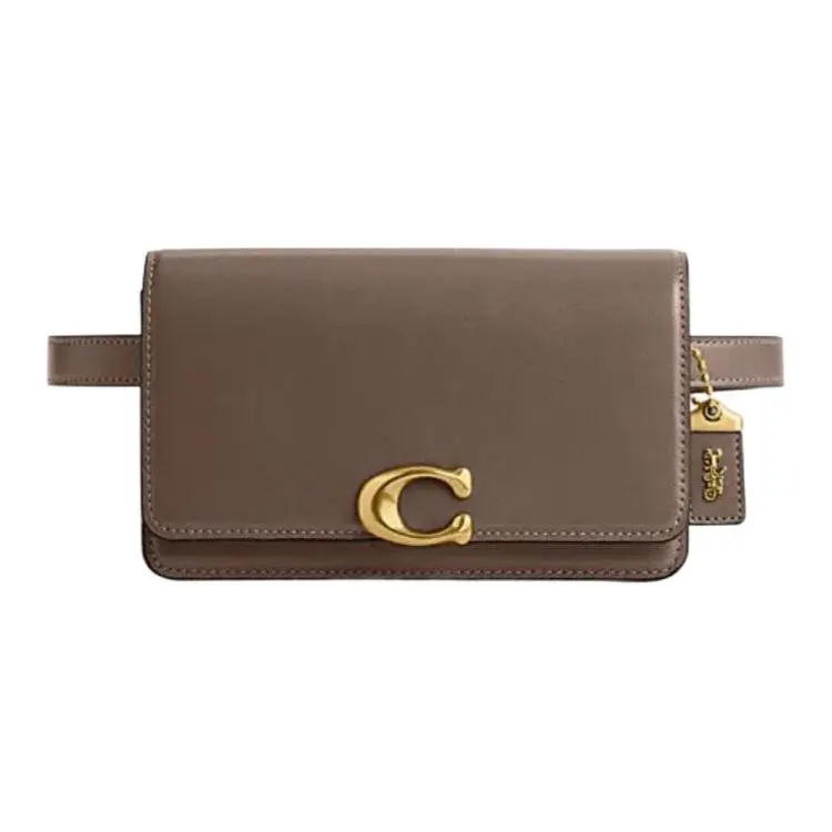 COACH Bandit Cow Leather Crossbody Bag, Fanny Pack Small Women's Dark Lime Gray