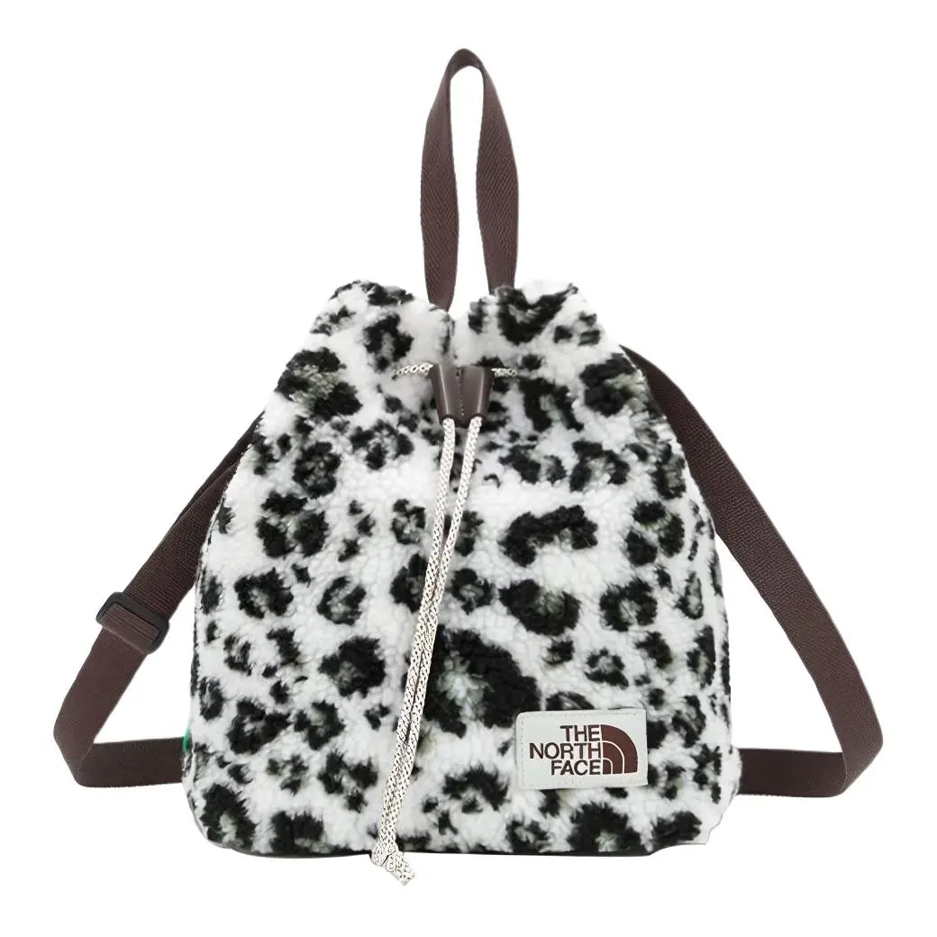 THE NORTH FACE Polyester Bucket Bag Crossbody Bag Outdoor Bag Unisex Black White Leopard Print