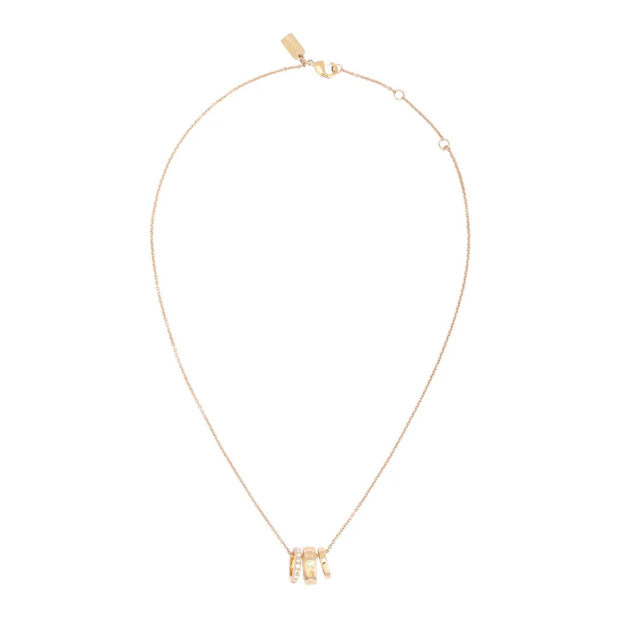 COACH Glass Enamel Brass Necklaces Unisex Gold