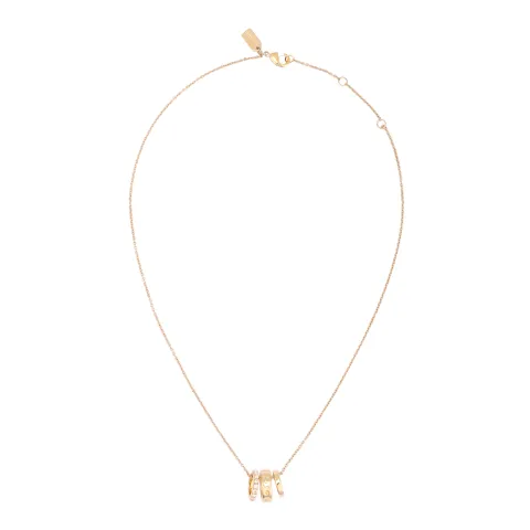 COACH Glass Enamel Brass Necklaces Unisex Gold