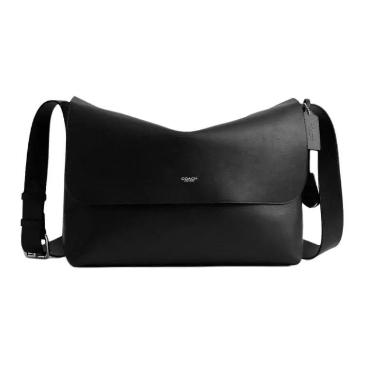 COACH Cow Leather Shoulder Bag Large Men's Black