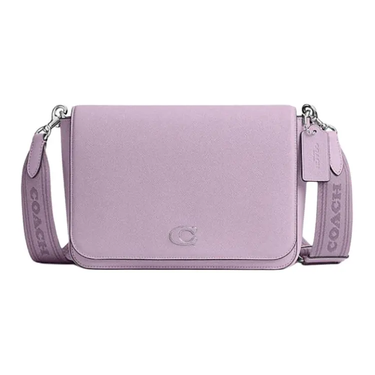 COACH Cow Leather With Artificial Leather Messenger Bag, Shoulder Bag, Crossbody Bag Medium Men's Soft Purple