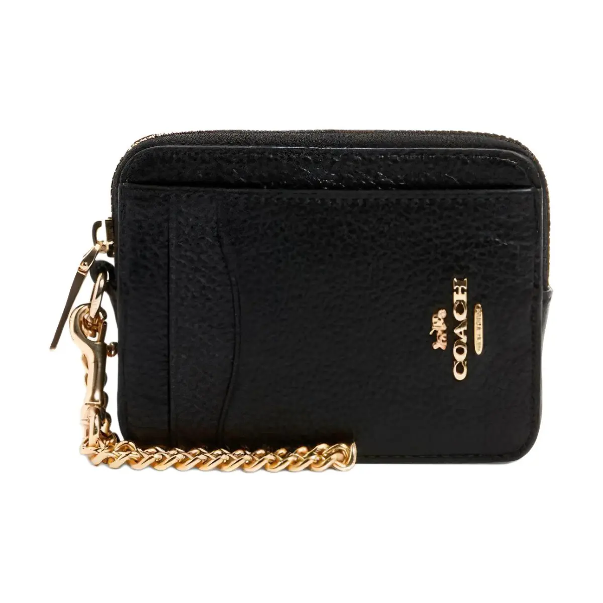 COACH Card Case Leather Card Holders Women's Black