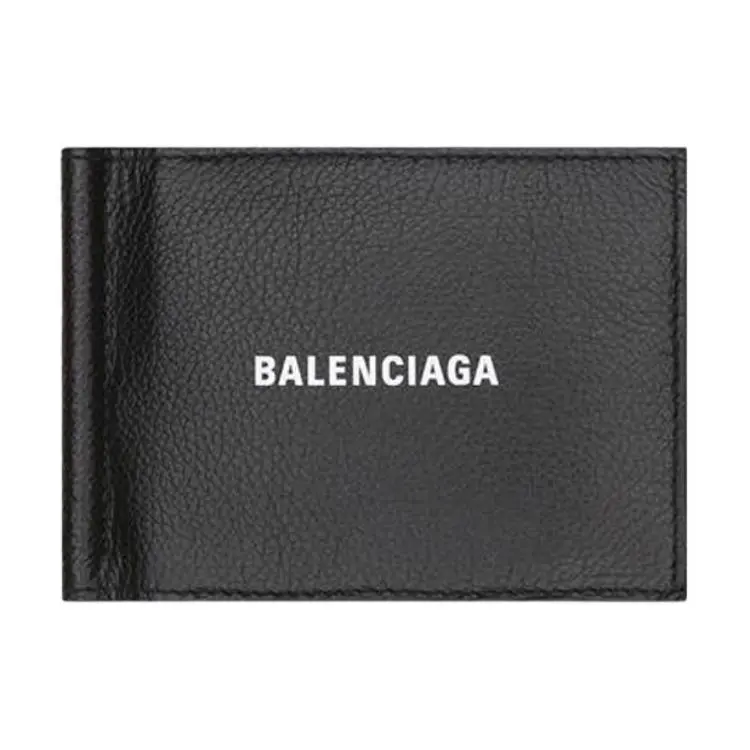 Balenciaga Letter Cow Leather Wallet, Card Holder Men's Black