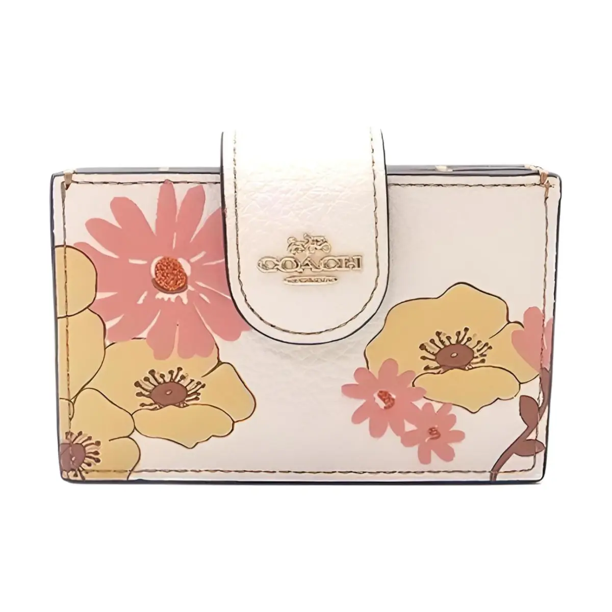 COACH Accordion Card Case Leather Card Holder, Wallet Women's White