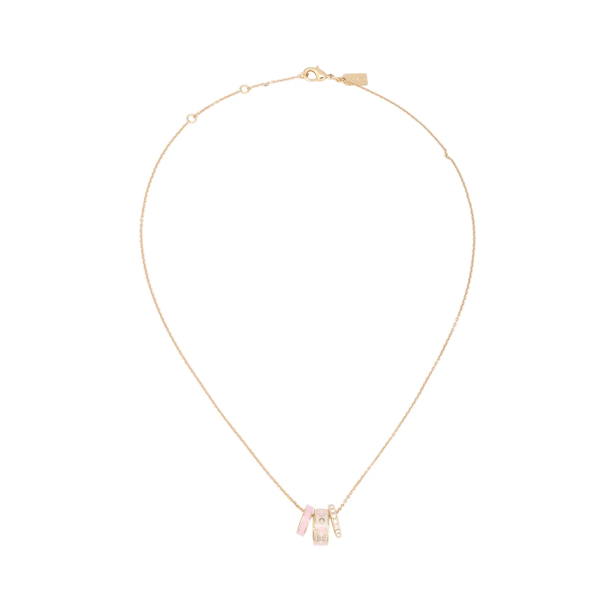 COACH Glass Enamel Cubic Zirconia Necklaces Women's Pink