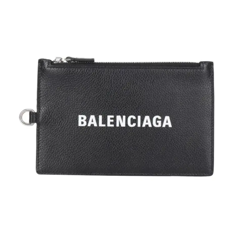 Balenciaga Cow Leather Wallet, Card Holder Unisex Black