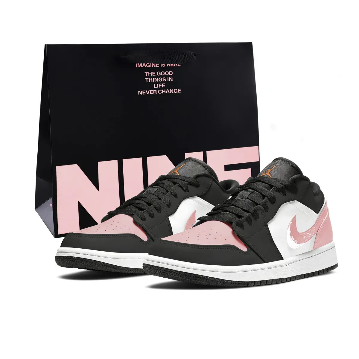 Jordan Air Jordan 1 Slip Resistant Abrasion Resistant Low top Vintage Basketball Shoes Unisex Pink