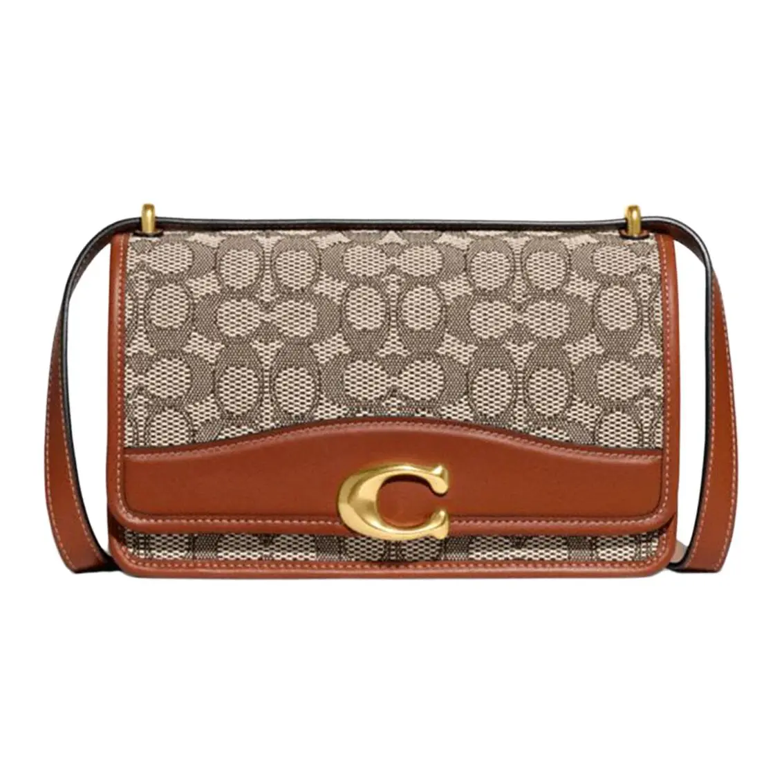 COACH Bandit Cow Leather With Fabric Shoulder Bag, Crossbody Bag Medium Women's Brown & Gray