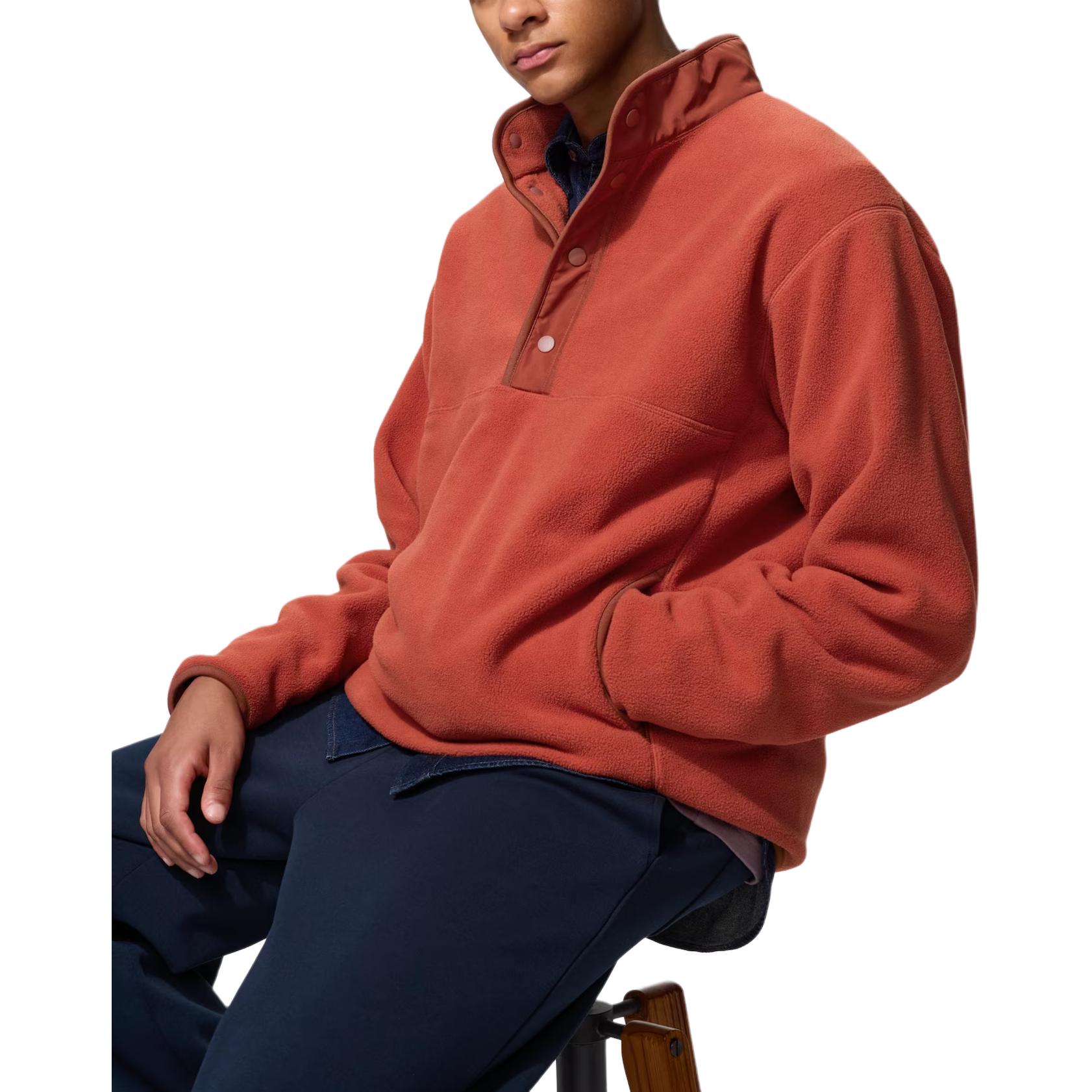 UNIQLO Fleece Tops Unisex Orange Moderate