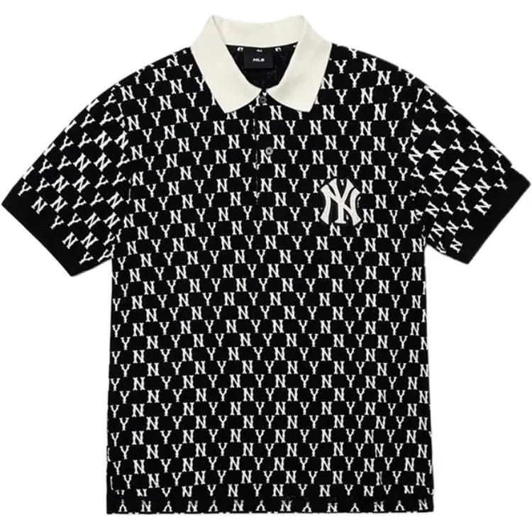 MLB Basic Logo Polo Shirts Men's Black Lapel Moderate Other