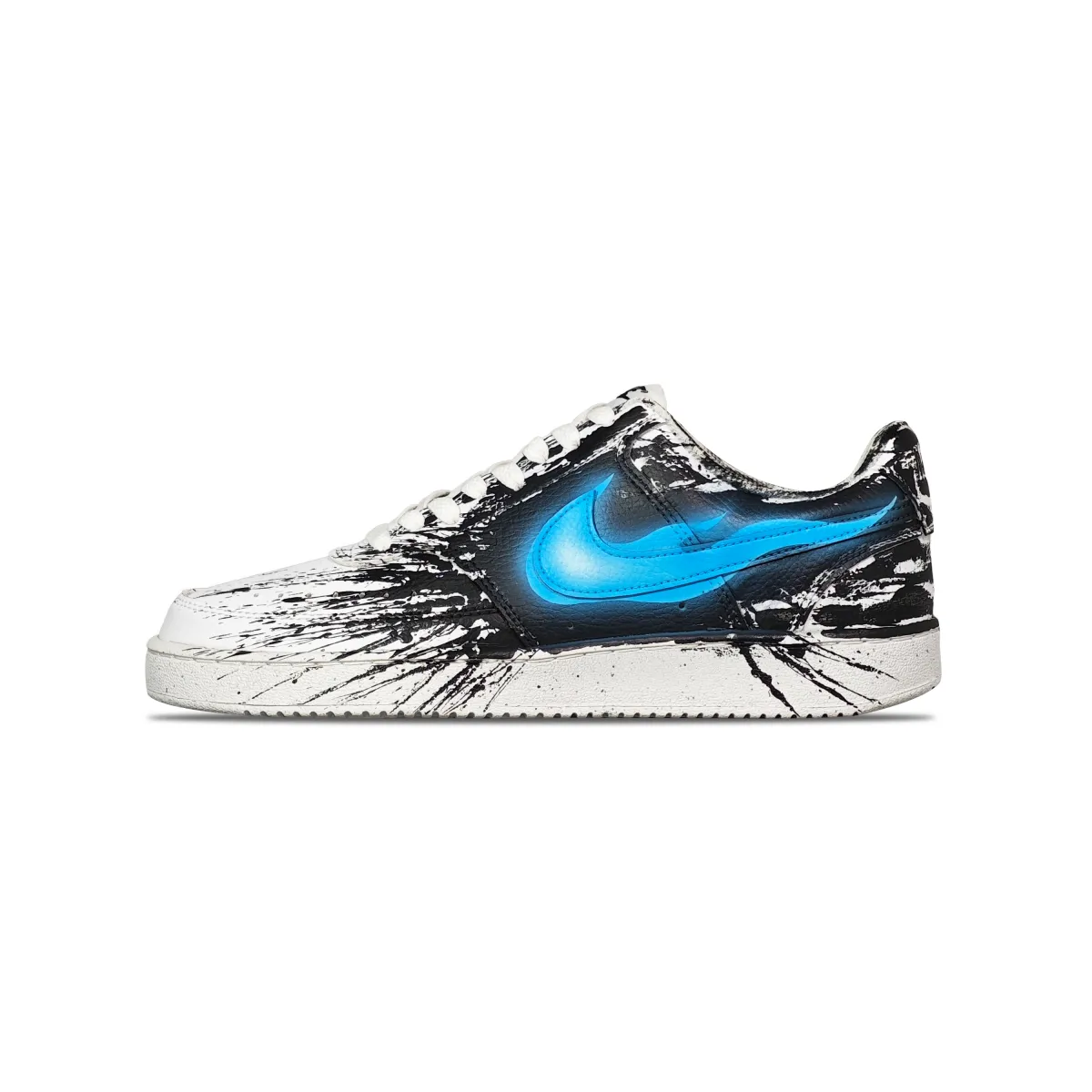 Nike Court Vision Leather Slip Resistant Abrasion Resistant Low top Skateboard Shoes Unisex Black White Blue