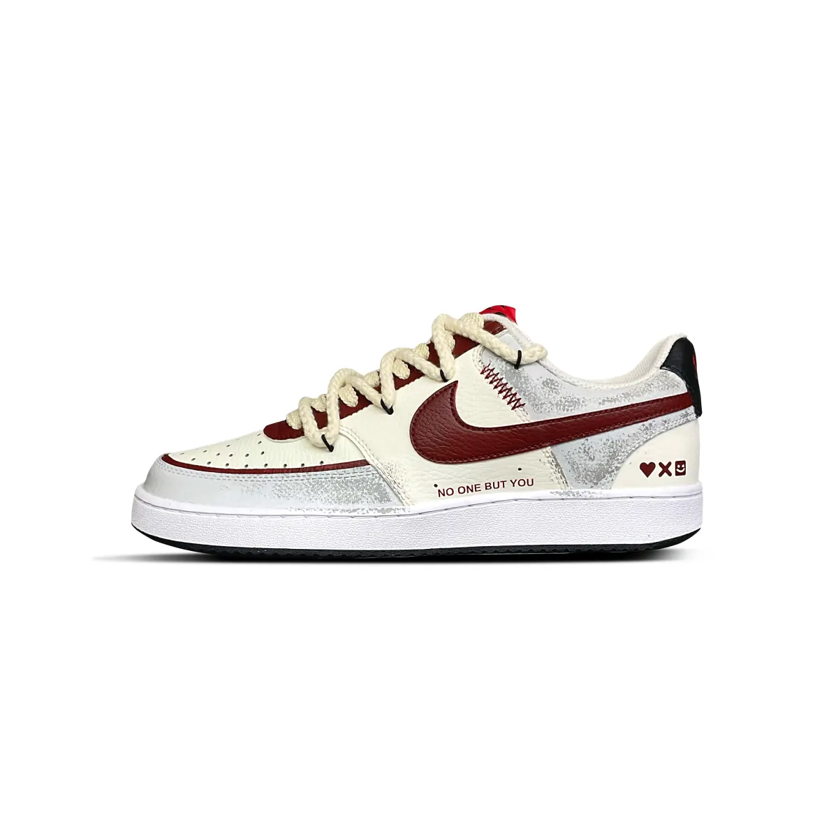 Nike Court Vision 1 Tower Rabbit Cushioning Abrasion Resistant Low top Skateboard Shoes Unisex Black Red