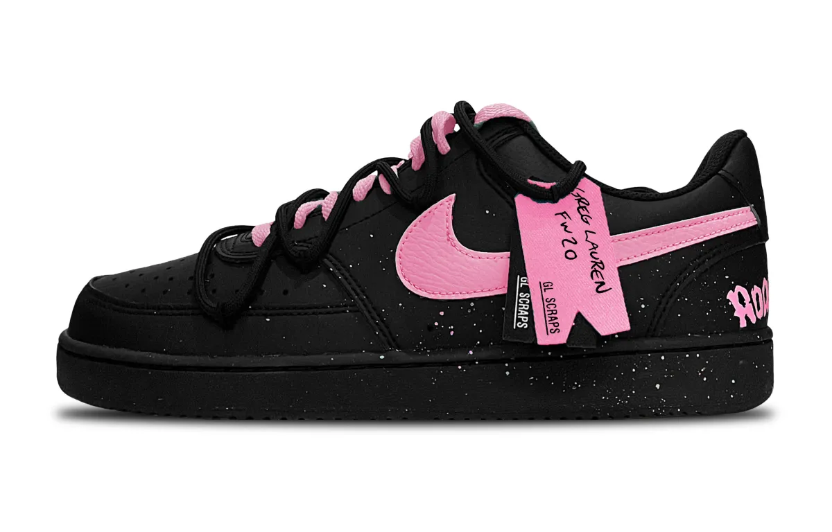 Nike Court Vision Slip Resistant Slip Resistant Low top Skateboard Shoes Unisex Black Pink
