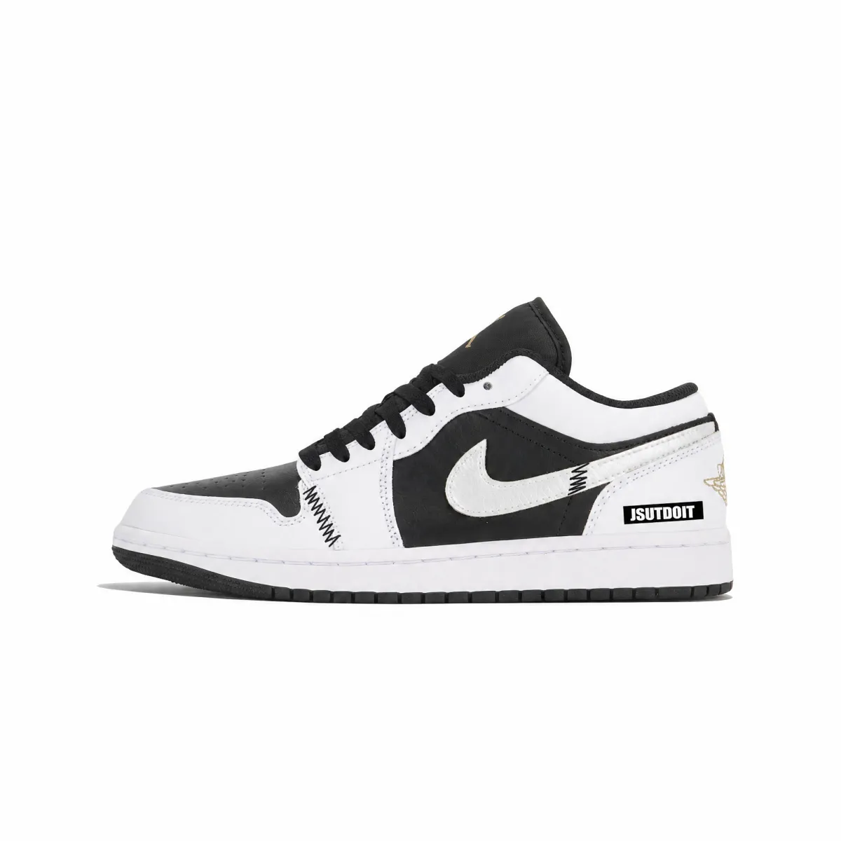 Jordan Air Jordan 1 Abrasion Resistant Low top Skateboard Shoes Unisex Black White