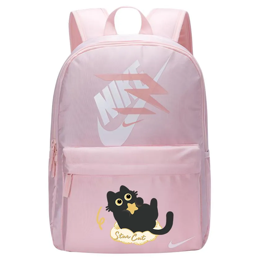 Nike Polyester Patterned Print Backpack Women's Dusty Pink Hamburger Puppy
