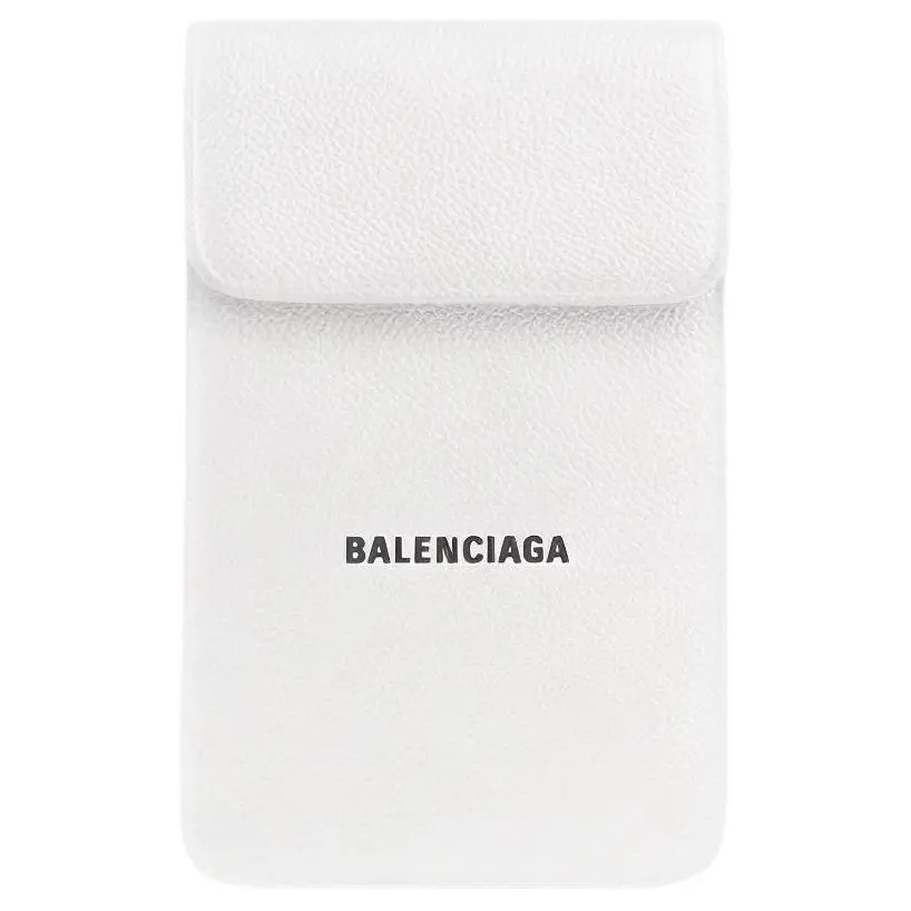 Balenciaga Cash Cow Leather Cell Phone Pouch Card Holder Card Holder Crossbody Bag Men's White