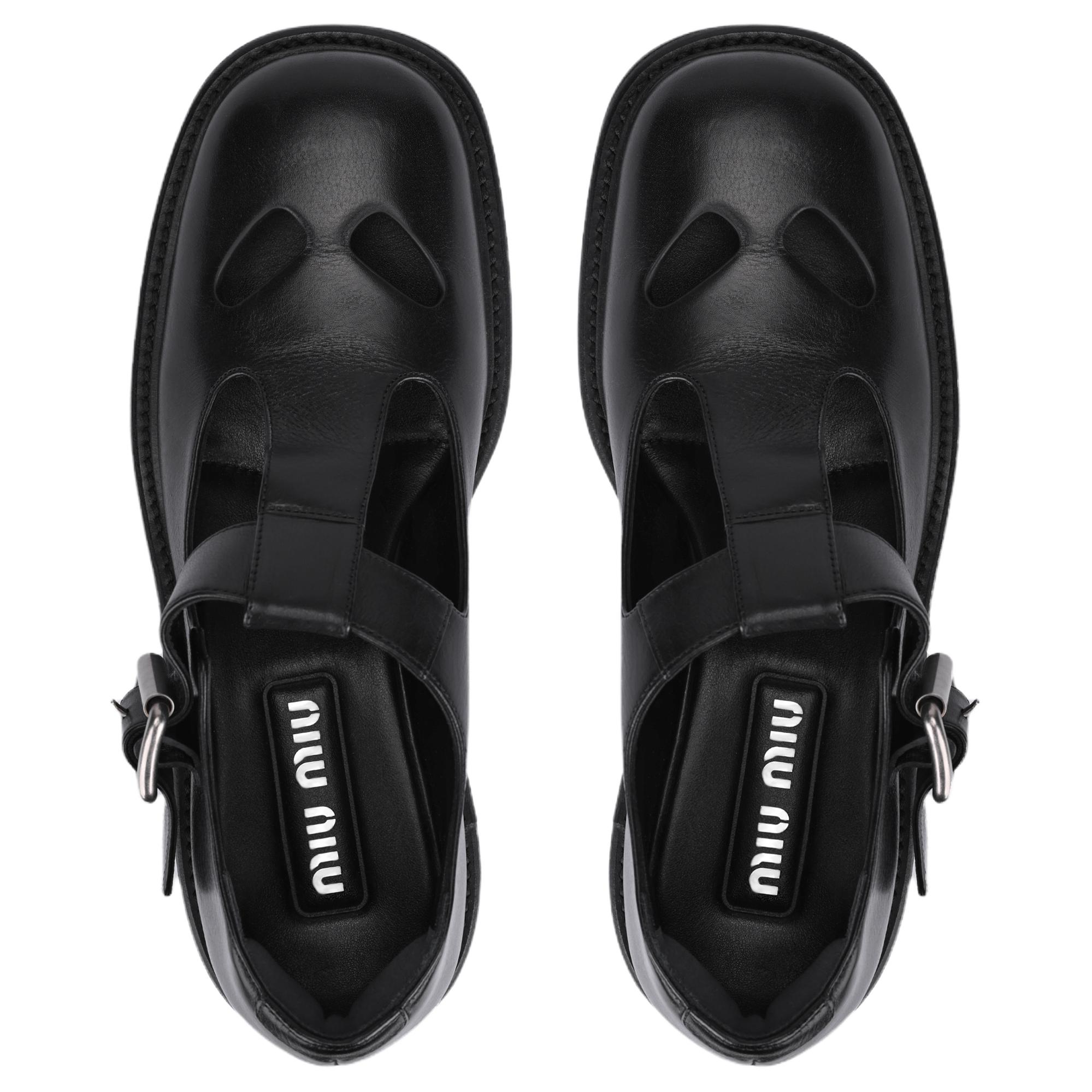 MIU MIU Loafers 3cm Women's Black