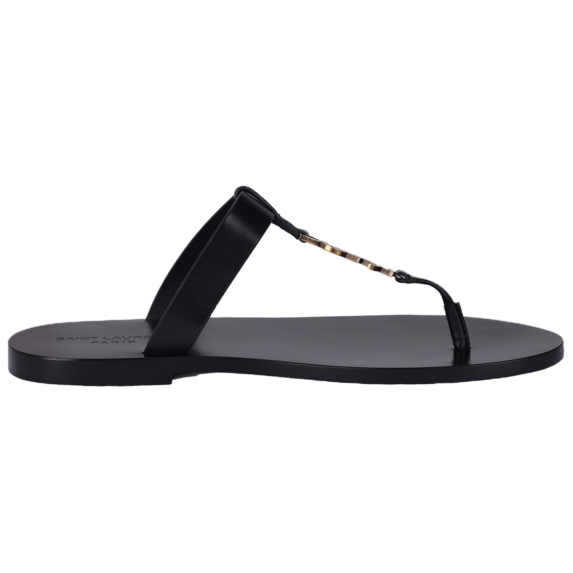 SAINT LAURENT Cassandre Flip Flops Men's Black