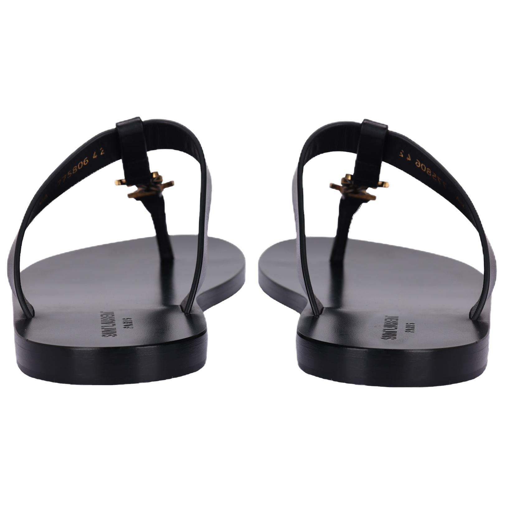 SAINT LAURENT Cassandre Flip Flops Men's Black