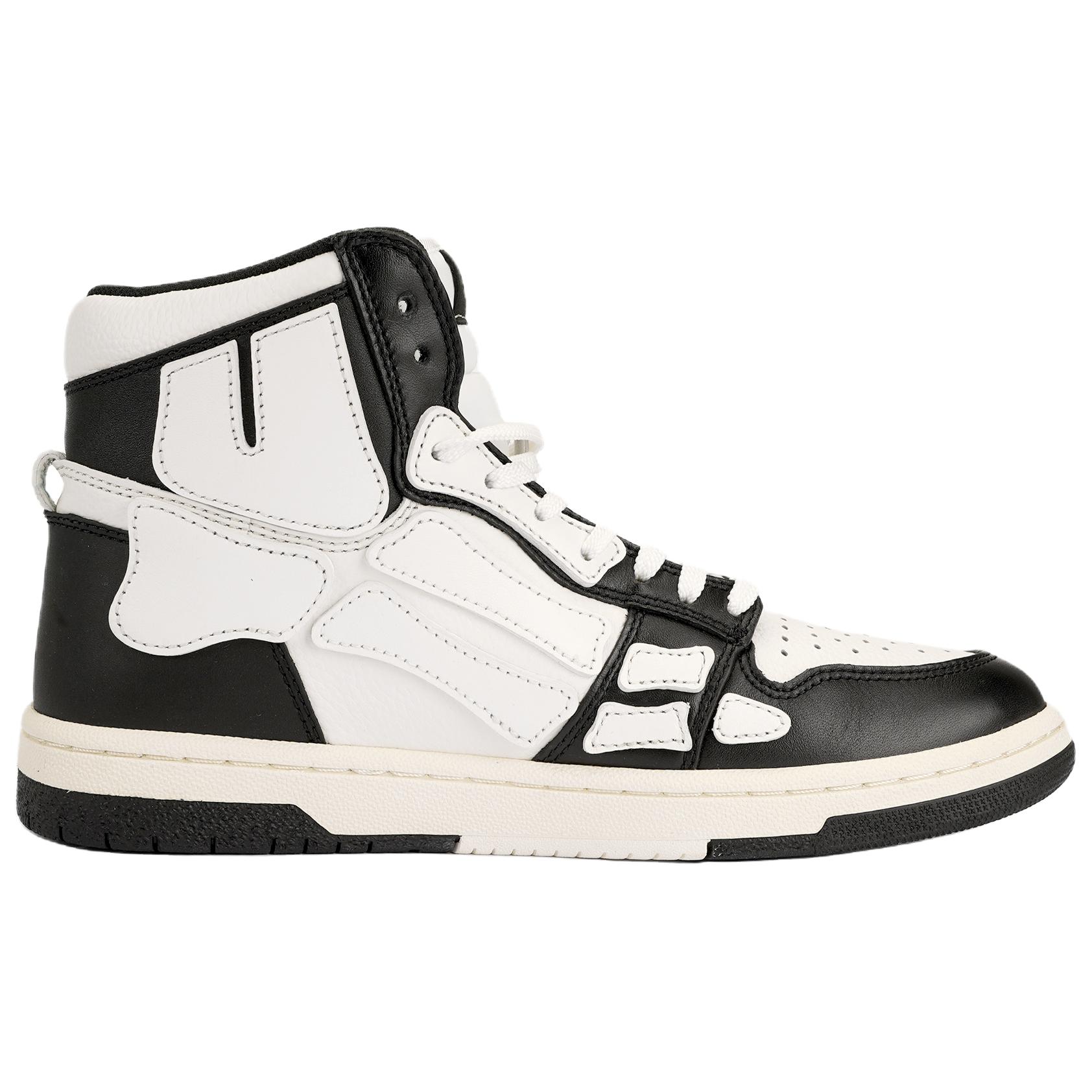 AMIRI Skel Top Leather Lace Up High top Stylish Skateboarding Shoes Men's White Black