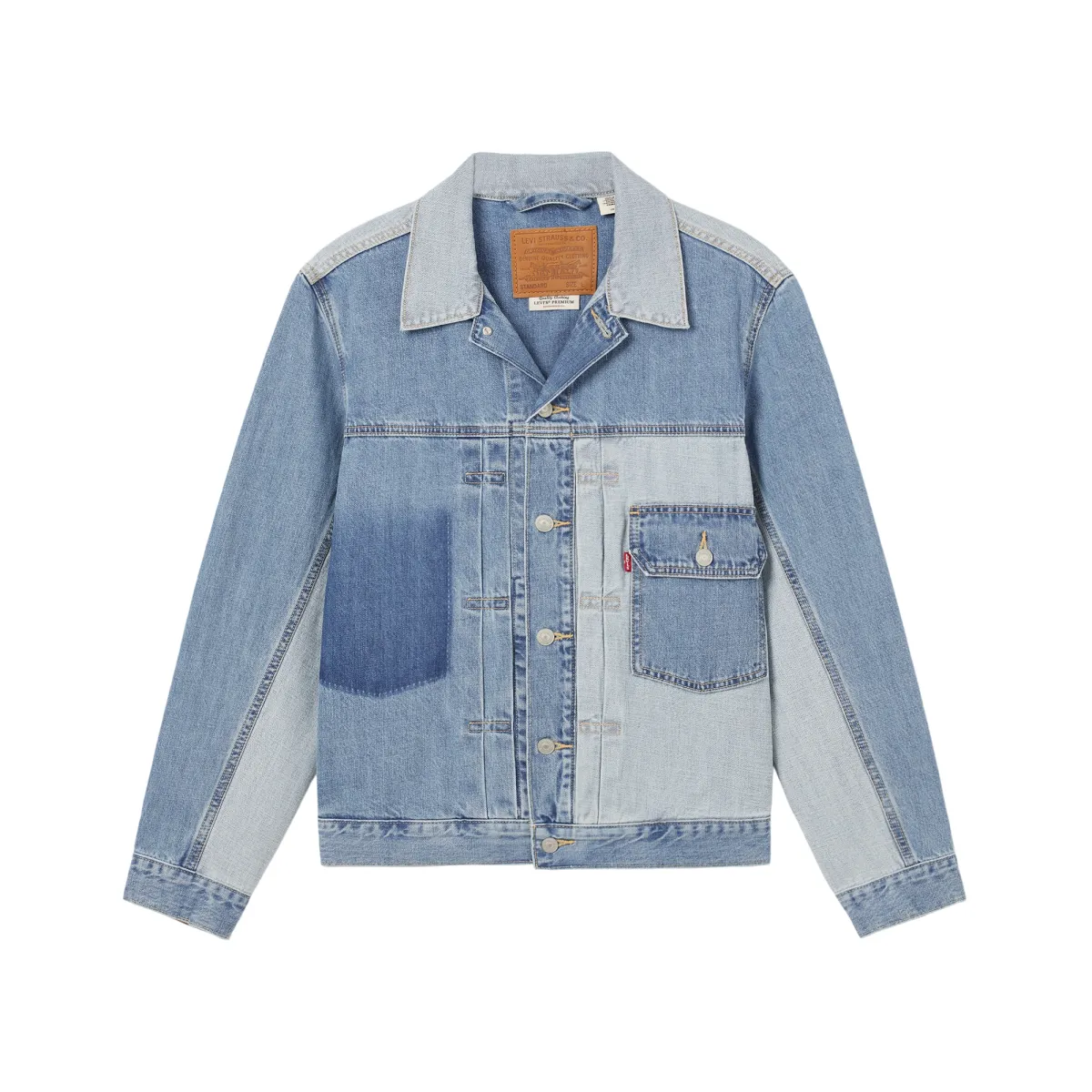 Levi's Denim Jackets Men's Nautical Blue Lapel Moderate Patchwork