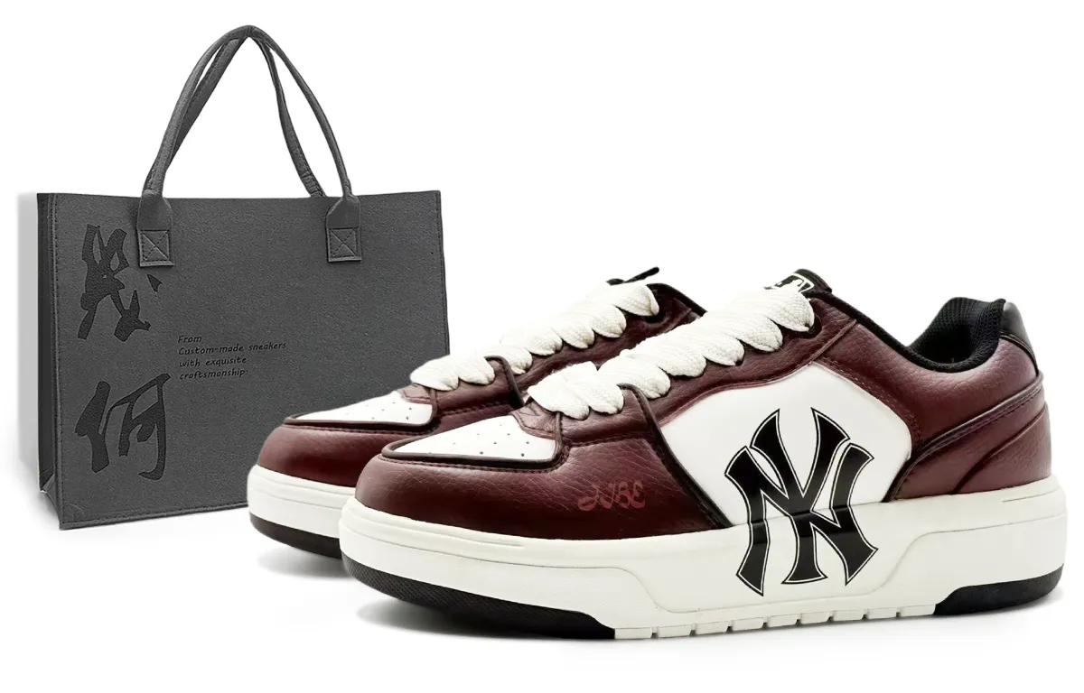 MLB Chunky Liner Abrasion Resistant Abrasion Resistant Low top Skateboard Shoes Unisex Burgundy