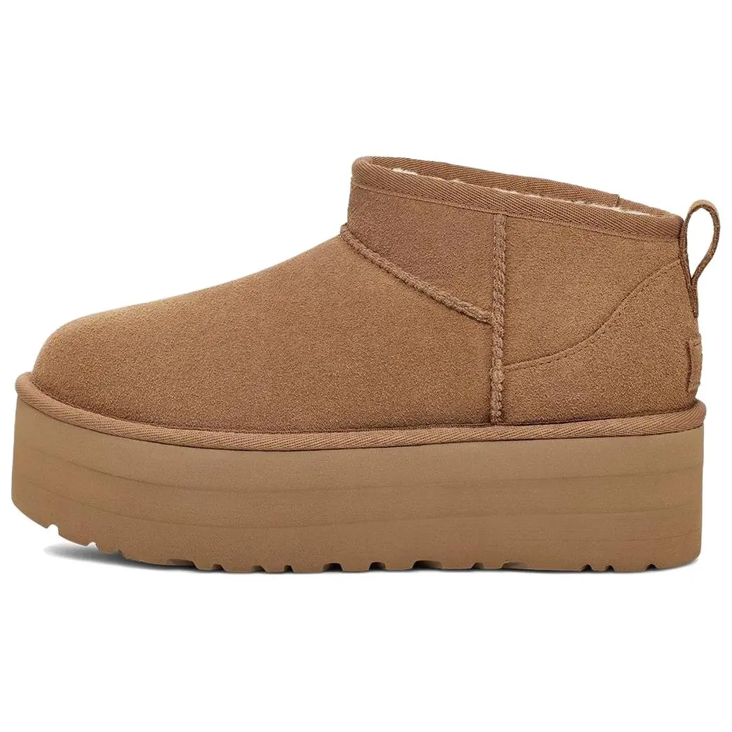 UGG CLASSIC ULTRA MINI Cow Split Leather Casual Comfortable 5.08cm Platform Fleece Lined Short Snow Boots Women's