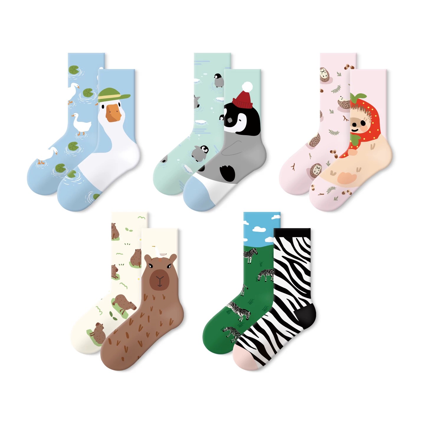 JKN Oil Painting Series Crew Socks Unisex 5 Pack