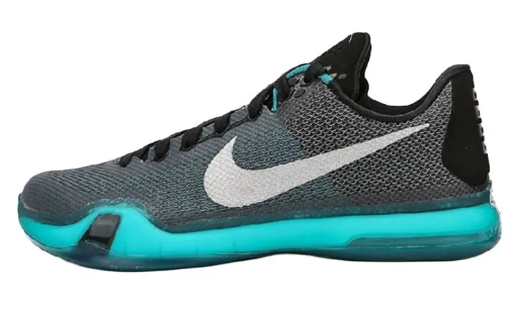 Nike Kobe 10 Liberty Kobe Lace Up Slip Resistant Lightweight Low top Performance Basketball Shoes Men's Black Ice Green