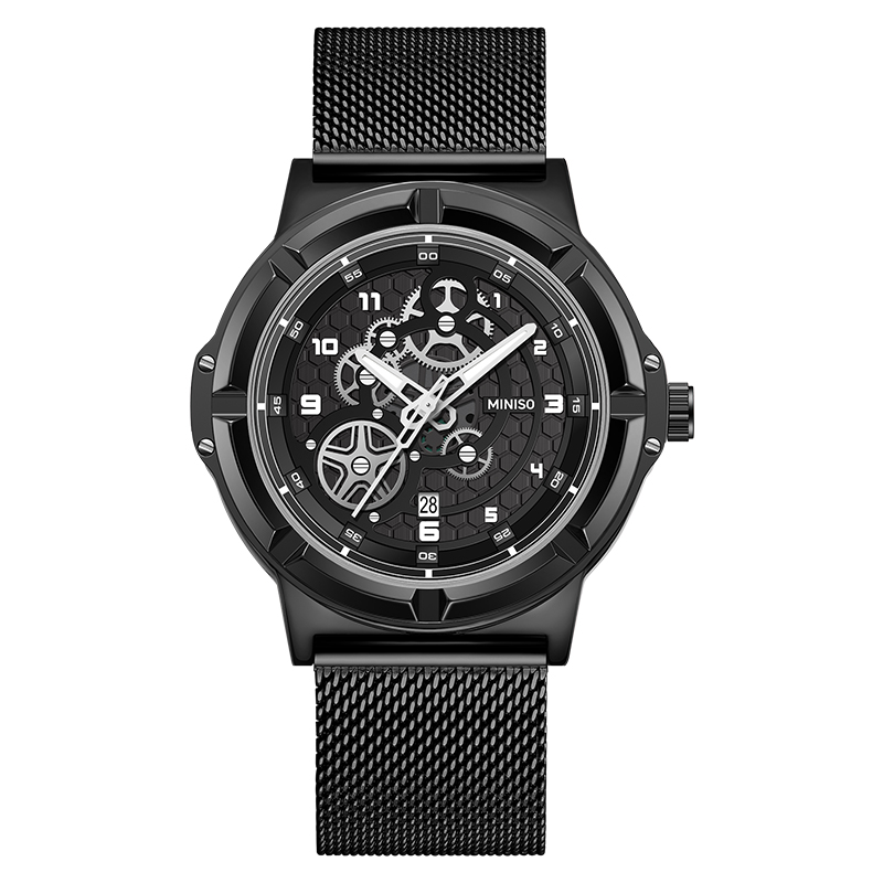 Mechanical trend men's watch, universal quartz calendar, watch strap for men and women, black waterproof dial, high quality gift box, pack, quartz mechanism
