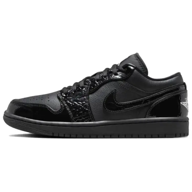 Jordan Air Jordan 1 Patent Leather, Leather Slip Resistant Low top Vintage Basketball Shoes Women's Black