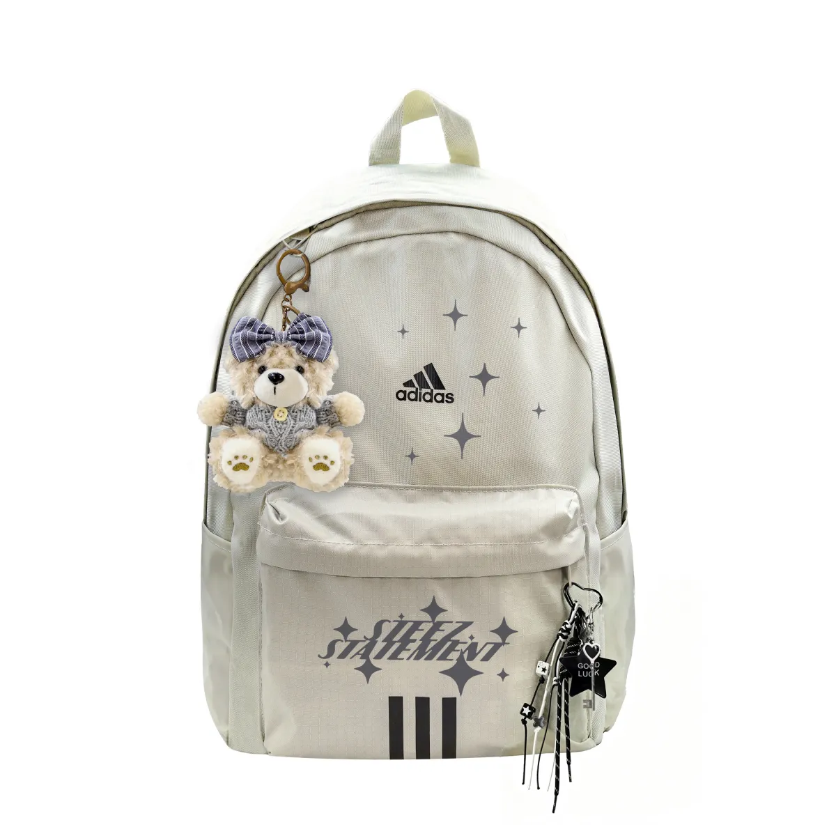Adidas Fabric 3 Bears Backpack Unisex Light Gray & Black