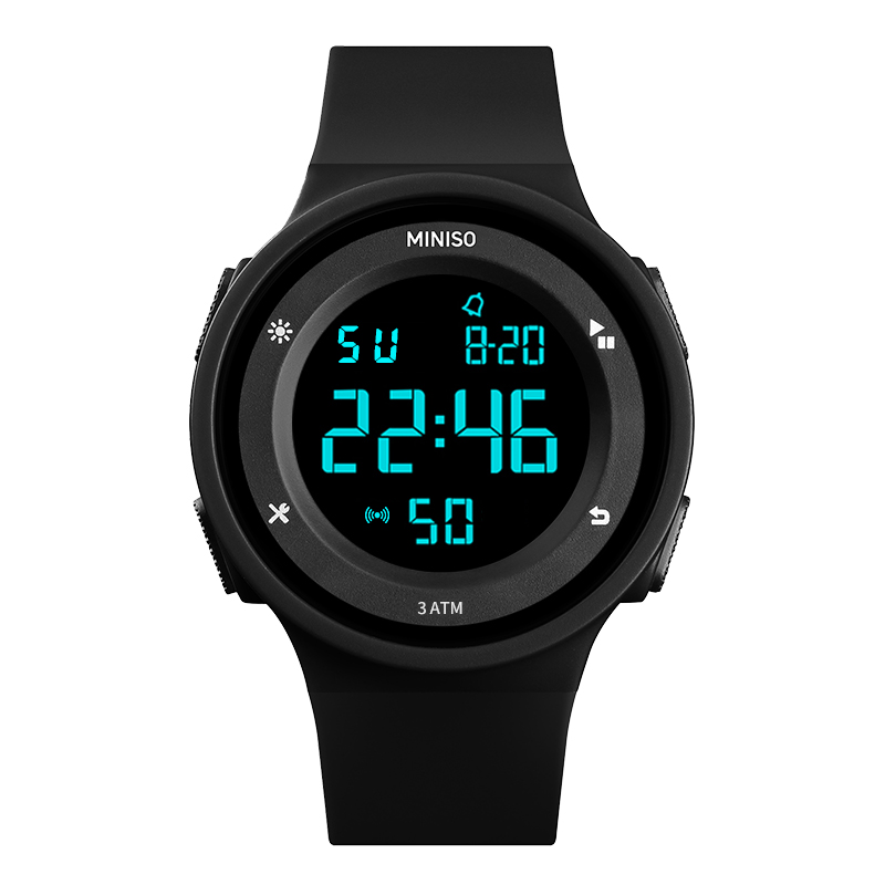 Sports high quality trend fashionable universal men's watch for students, electronic hair band, watch strap for men and women, black dial, waterproof gift box, pack
