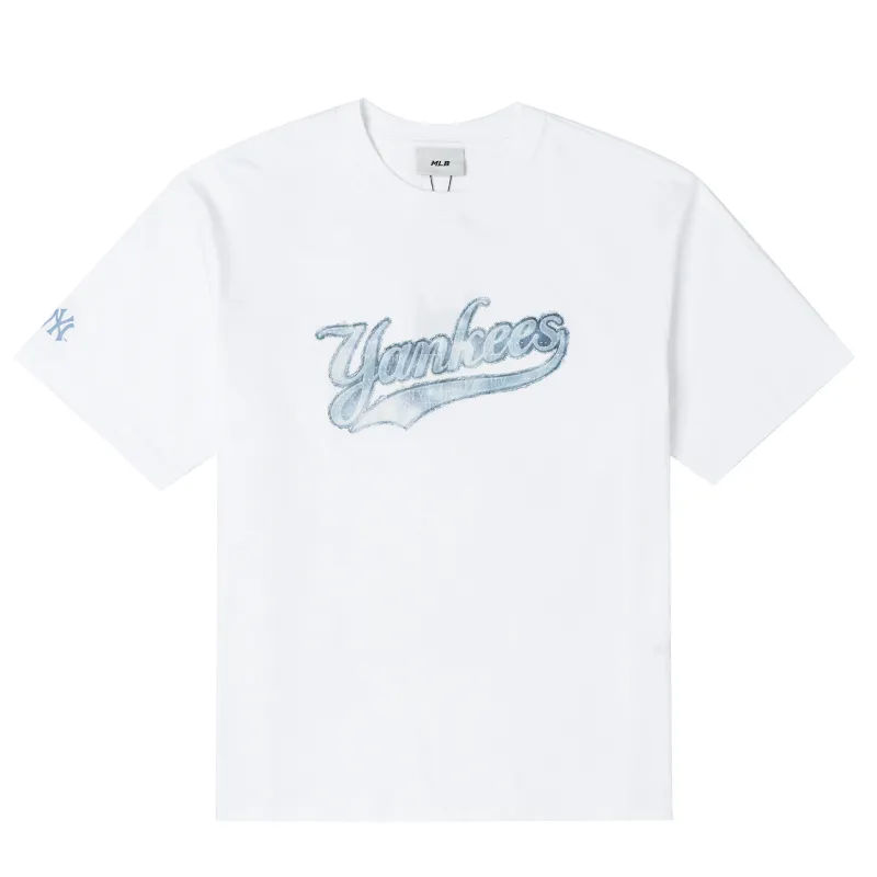 MLB New York Yankees Monogram T Shirt Unisex Ecru