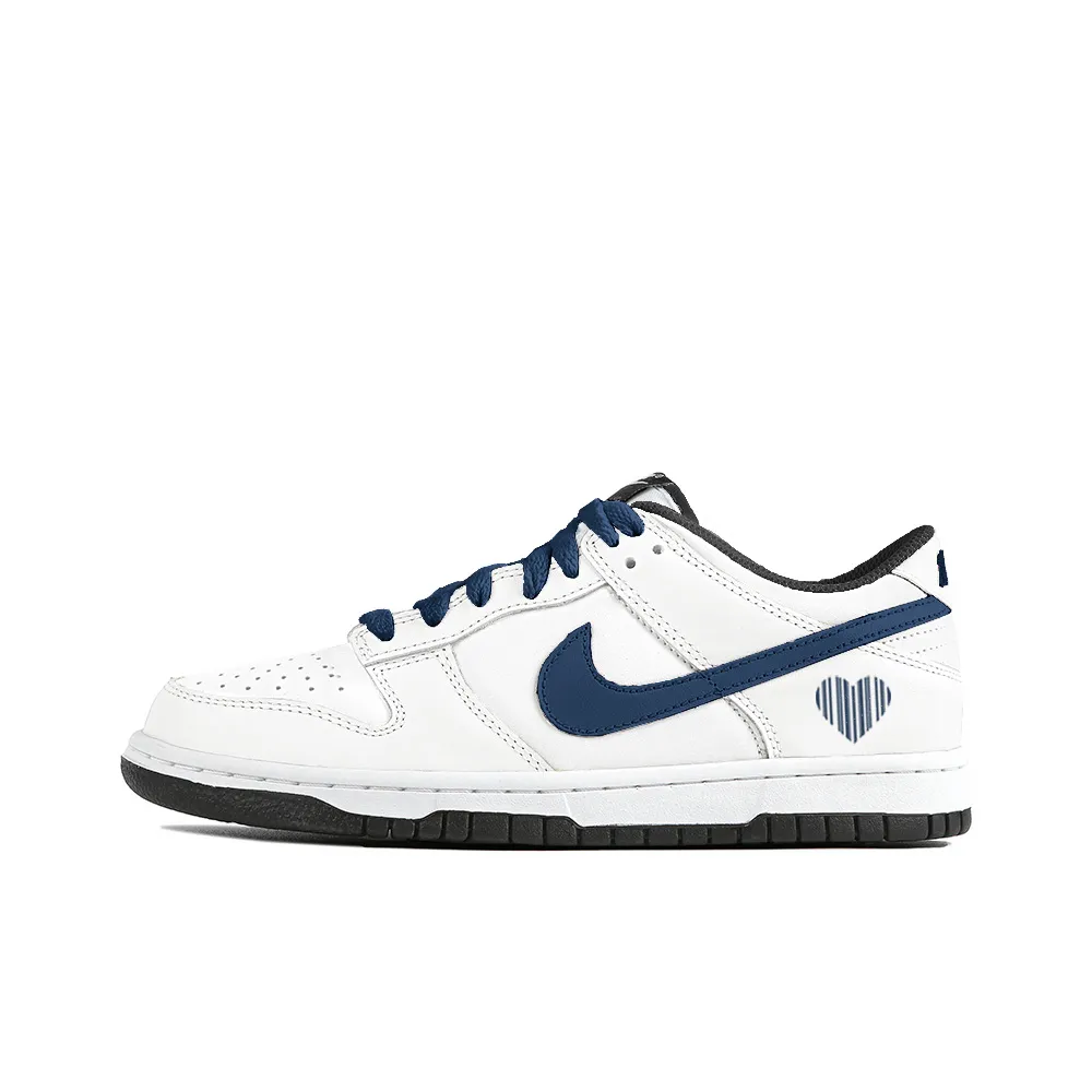 Nike Dunk Slip Resistant Abrasion Resistant Low top Skateboard Shoes Unisex White Blue