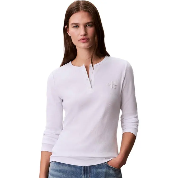 Calvin Klein T-Shirts Women's Henry Collar Moderate
