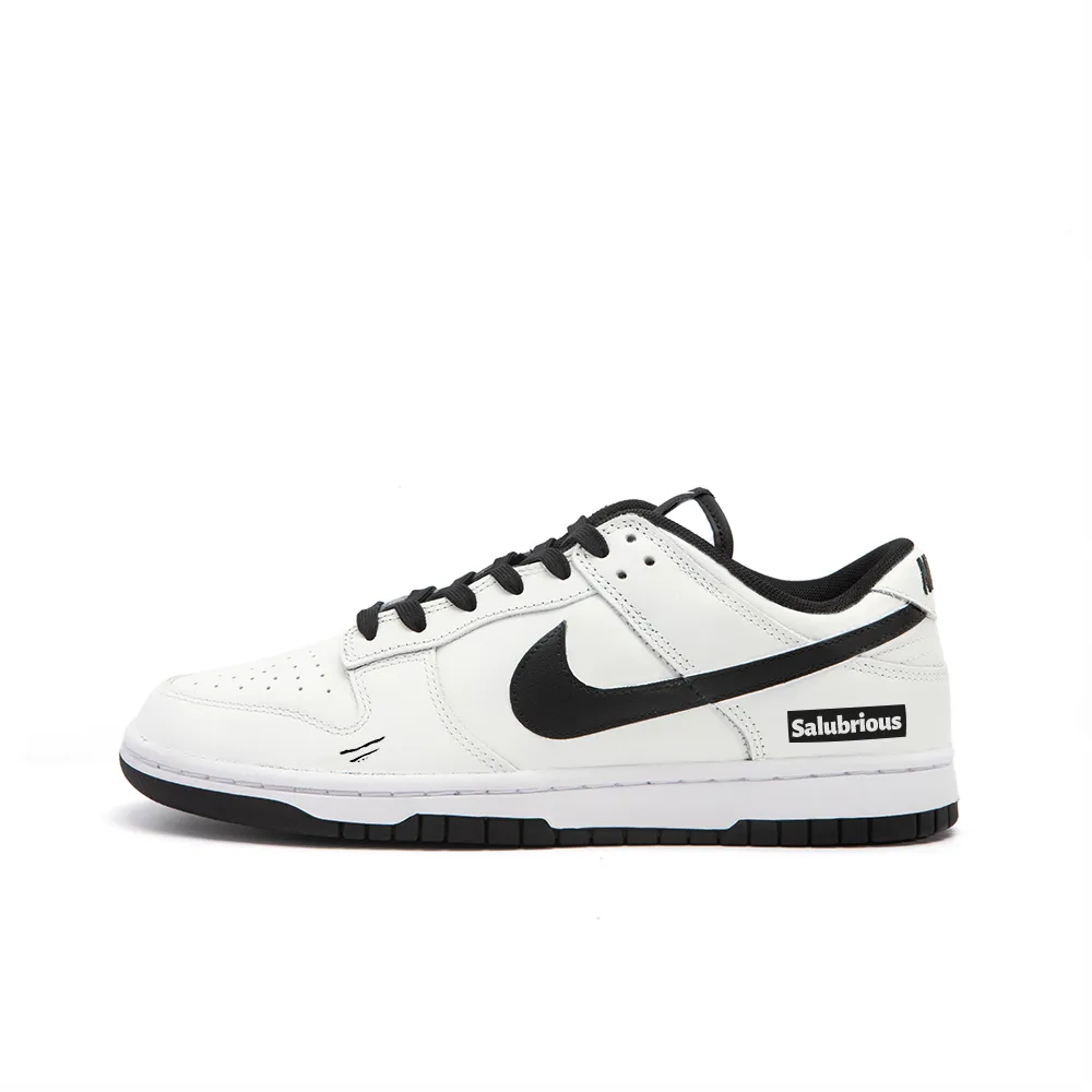 Nike Dunk Leather Slip Resistant Abrasion Resistant Low top Skateboard Shoes Unisex White Black