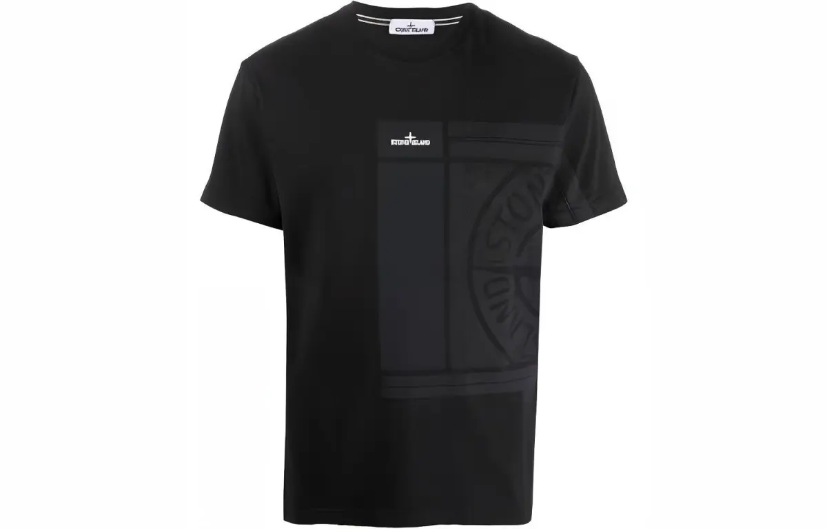 STONE ISLAND T-Shirts Men's Black Crew Neck